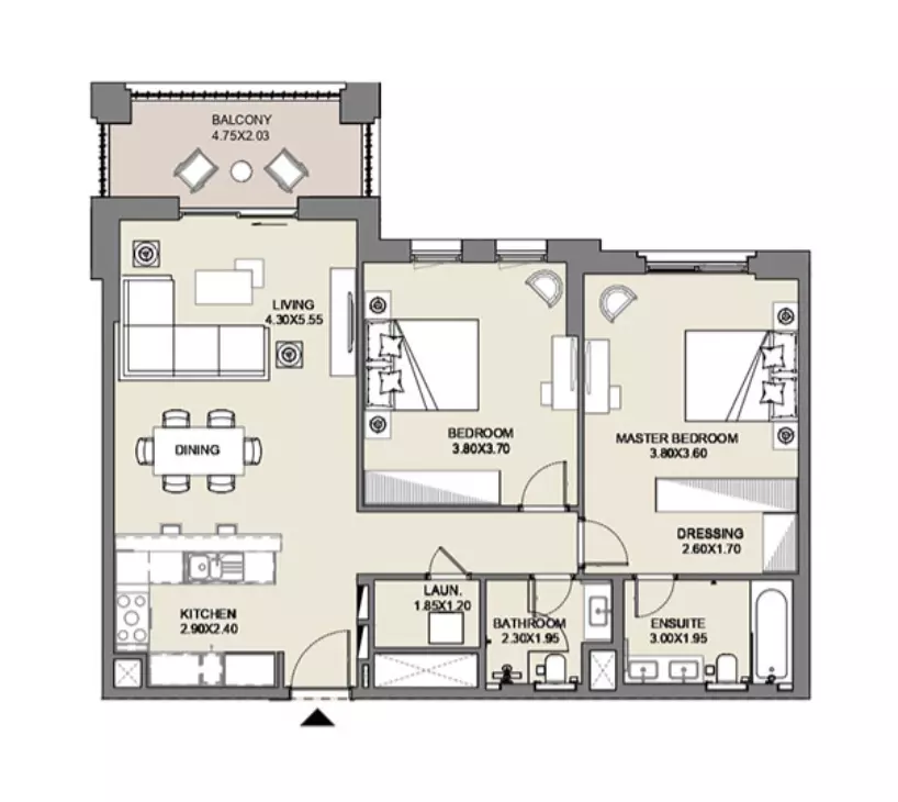 Al Jazi B2-Type A4, Level 6,7,8,9,, 2 beds