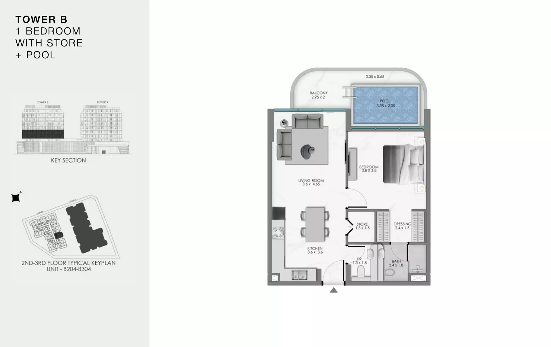 Ocean Bay by Samana Type 4-Tower B, 1 bed