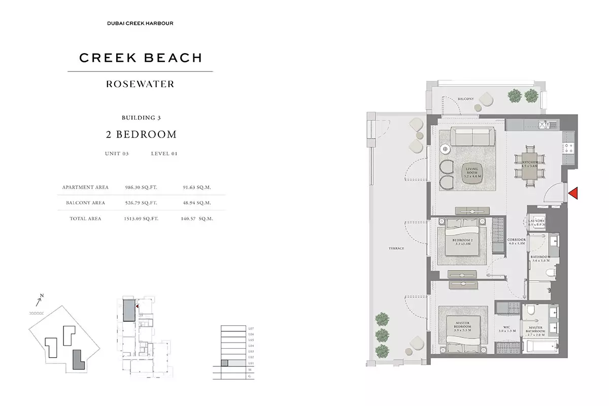 Creek Beach Rosewater B3-Type A, 2 beds