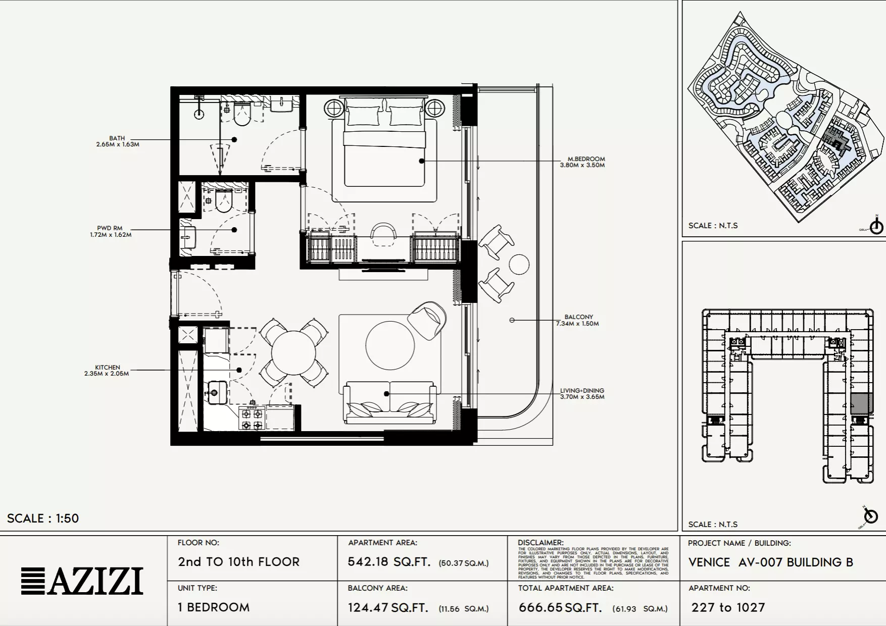 Azizi Venice 7 Type 227-Building B, 1 bed
