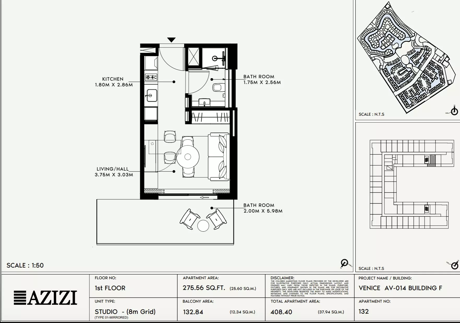 Azizi Venice 14 Type 132-Building F, studio