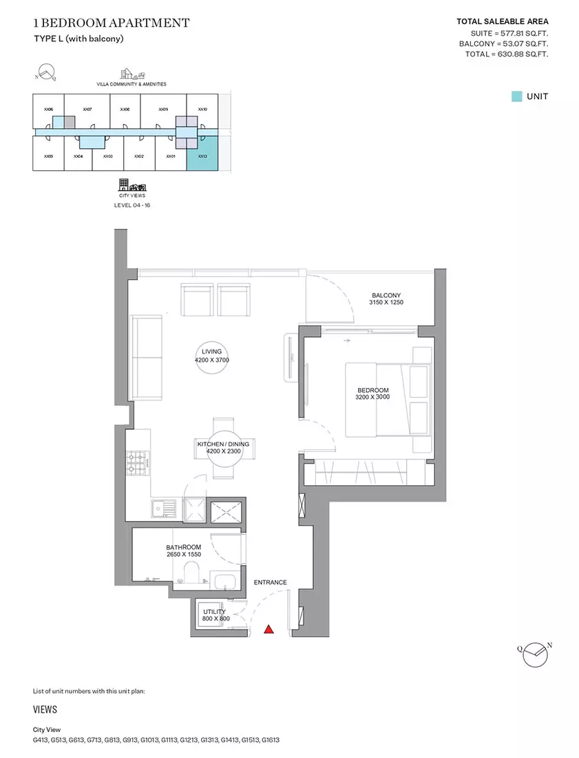 Sobha Orbis Type L-Tower G, 1 bed
