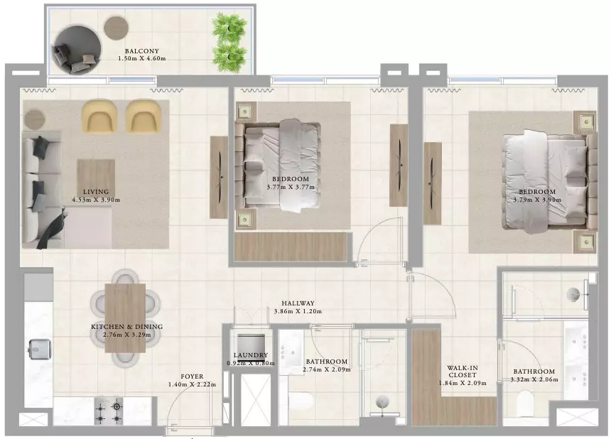 Greenside Residence Type 5, 2 beds