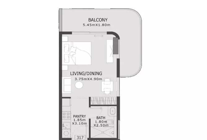 Elevia Residences Iii — Studio floor plan
