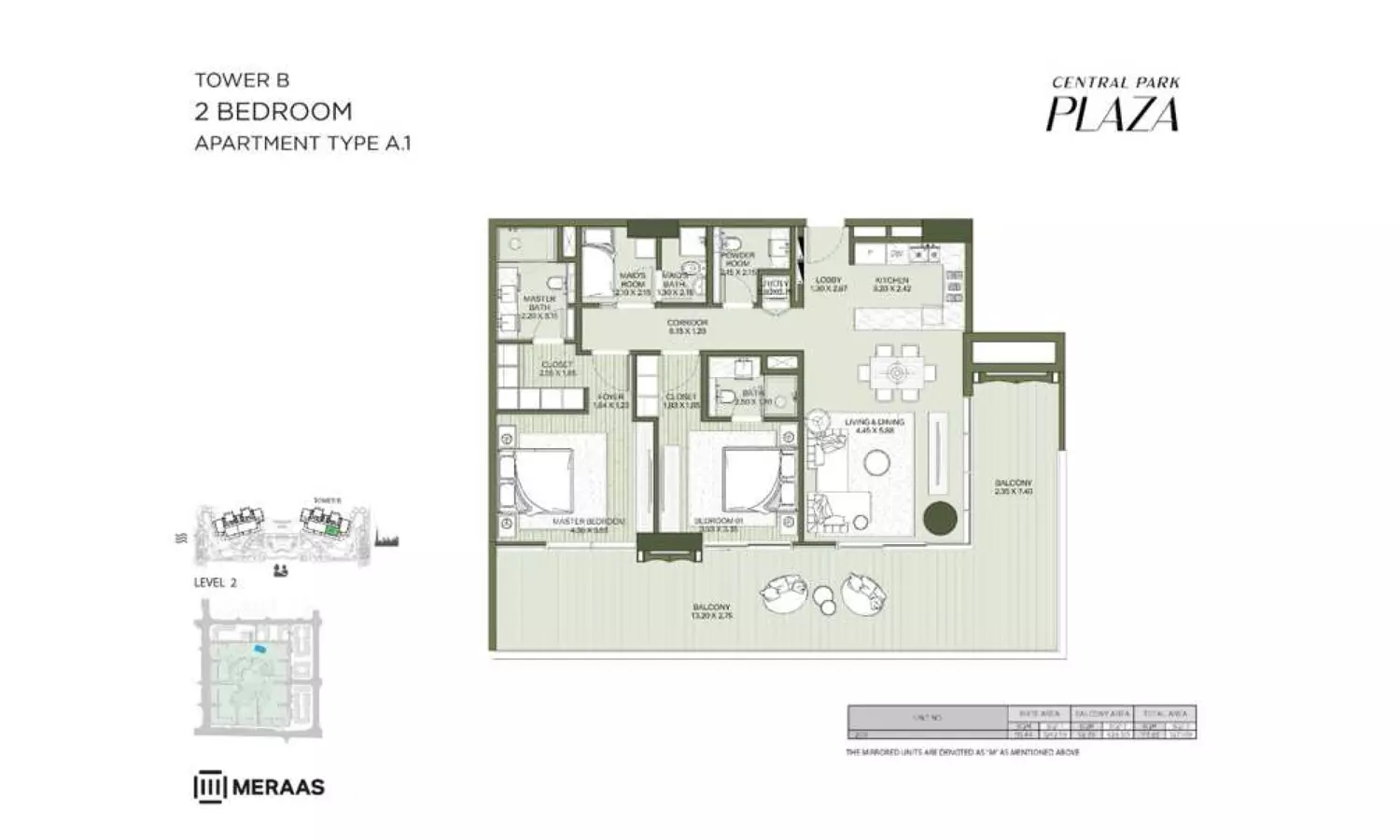 Central Park Plaza Tower B-Type A1, 2 beds
