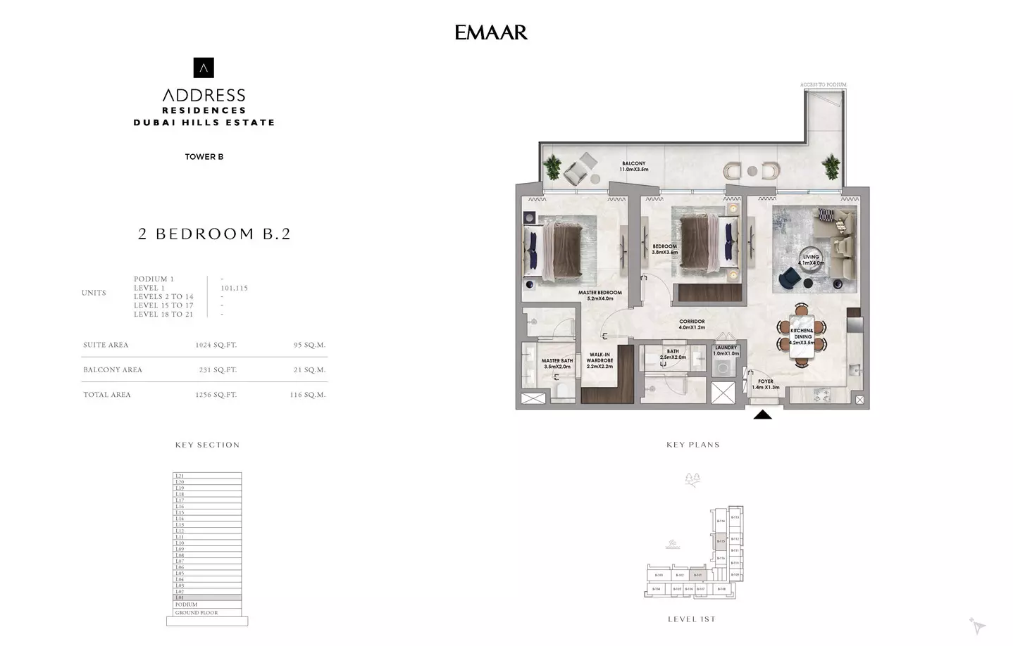 Address Residences at Dubai Hills Estate Type B2-Tower B, 2 beds