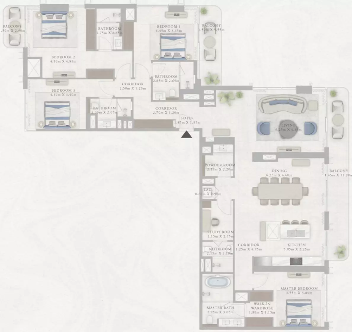 Marina Views Type 2-Tower2, 4 beds