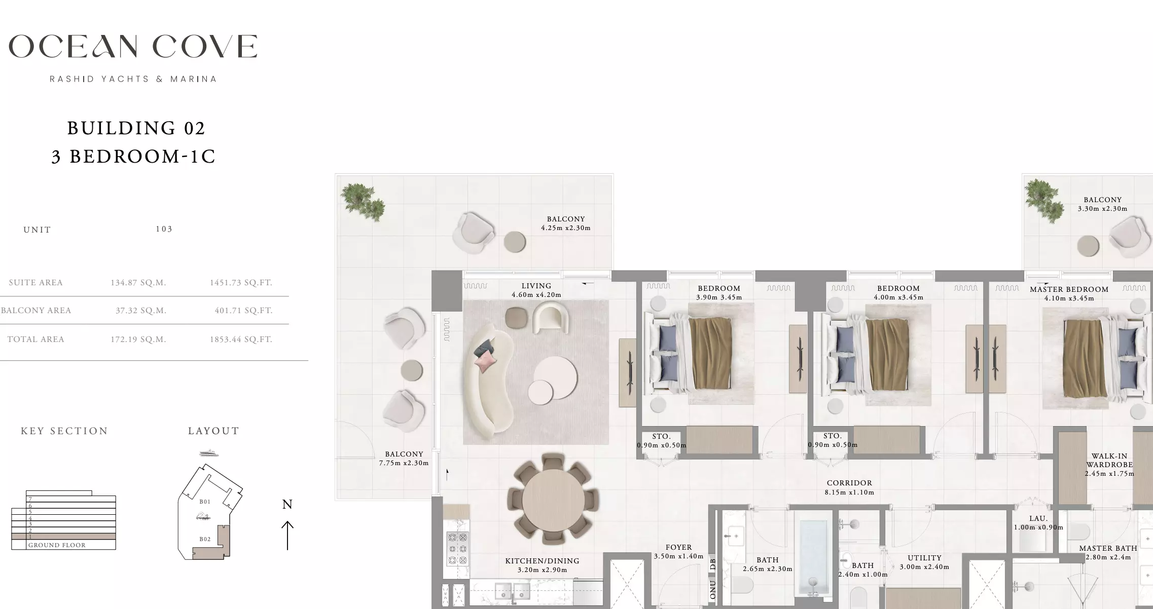 Ocean Cove Type 1- Building 2, 3 beds