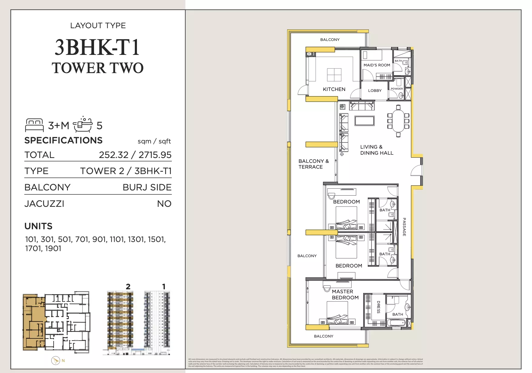 Royal Regency Suites Type1-Tower 2, 3 beds