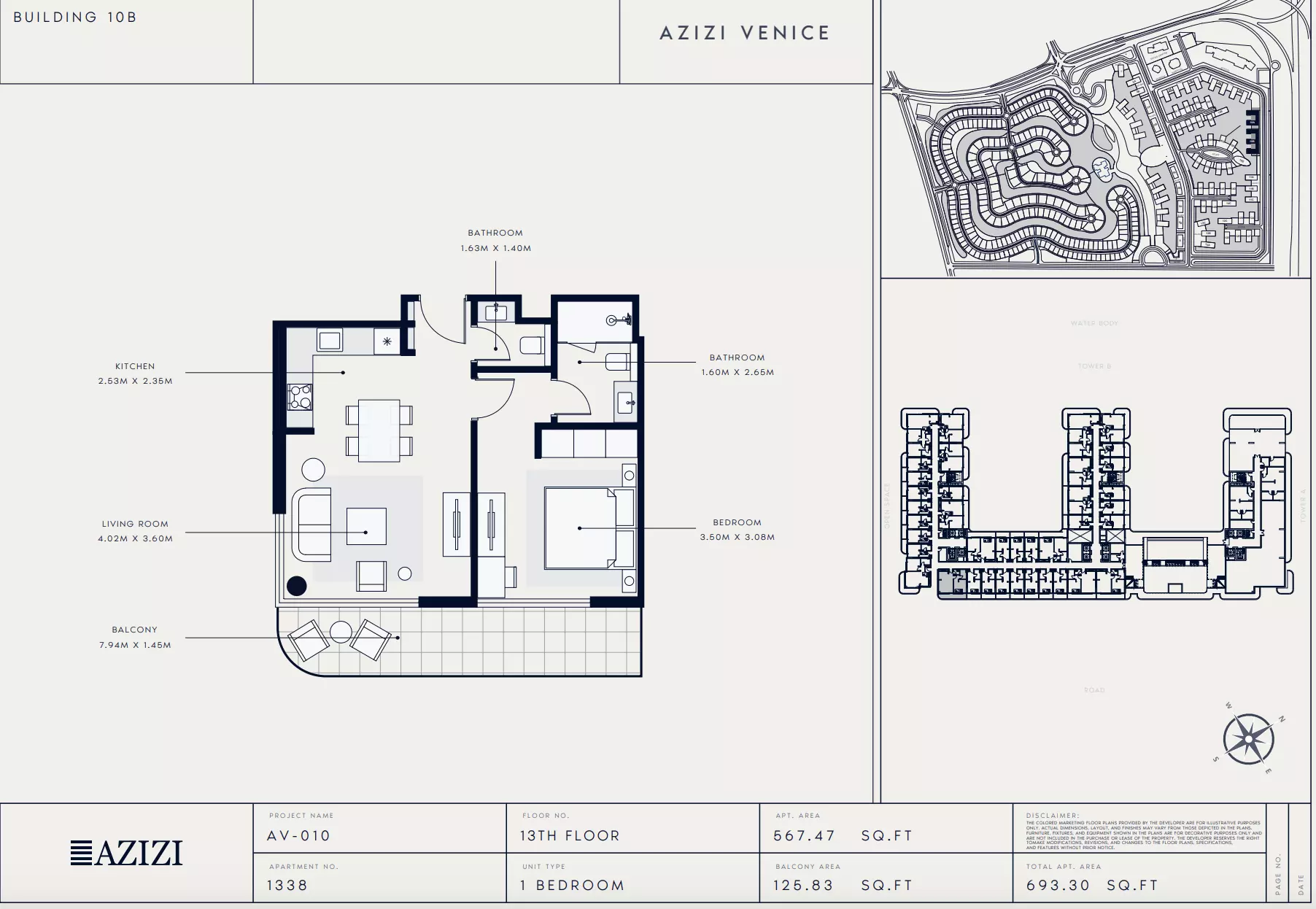 Azizi Venice 10 Type 1338-Building B, 1 bed