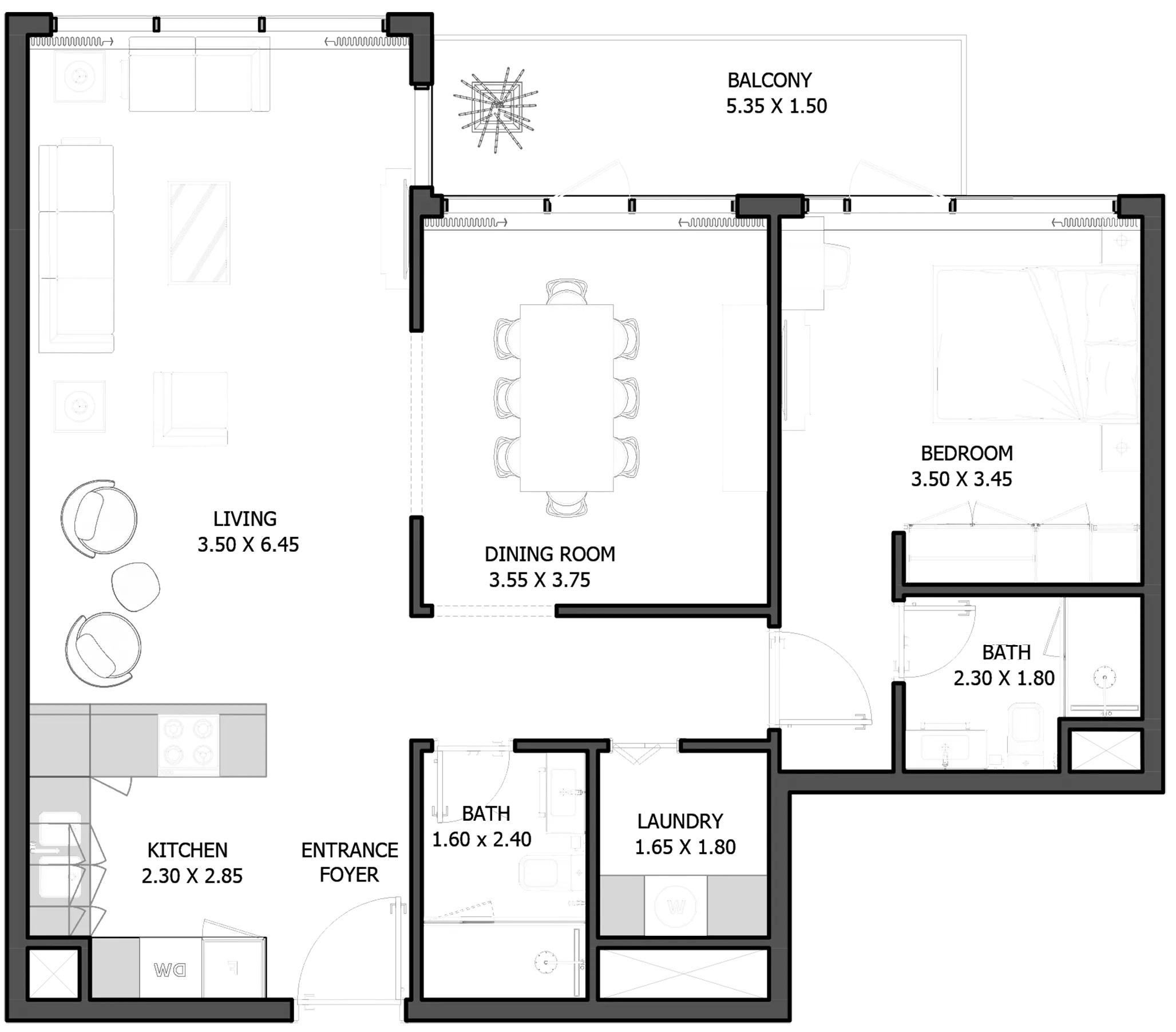 Selina Bay By Reportage — 1BR floor plan