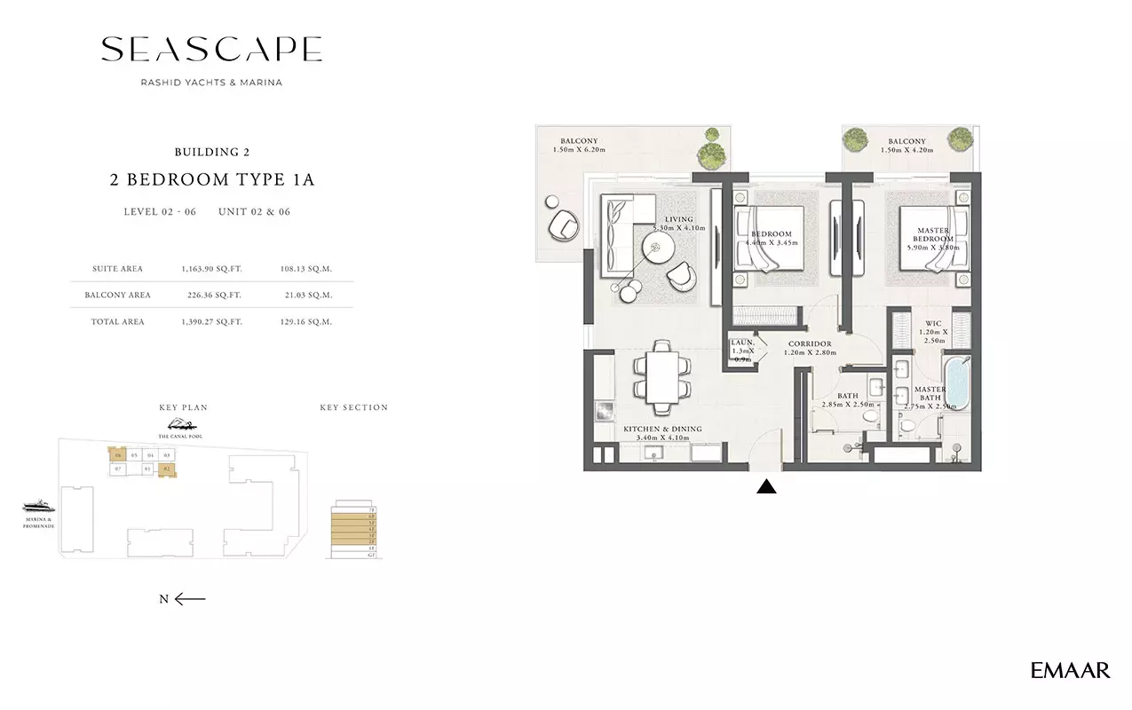 Seascape B2-Type 1A, Level 02-06, Unit 02 & 06, 2 beds