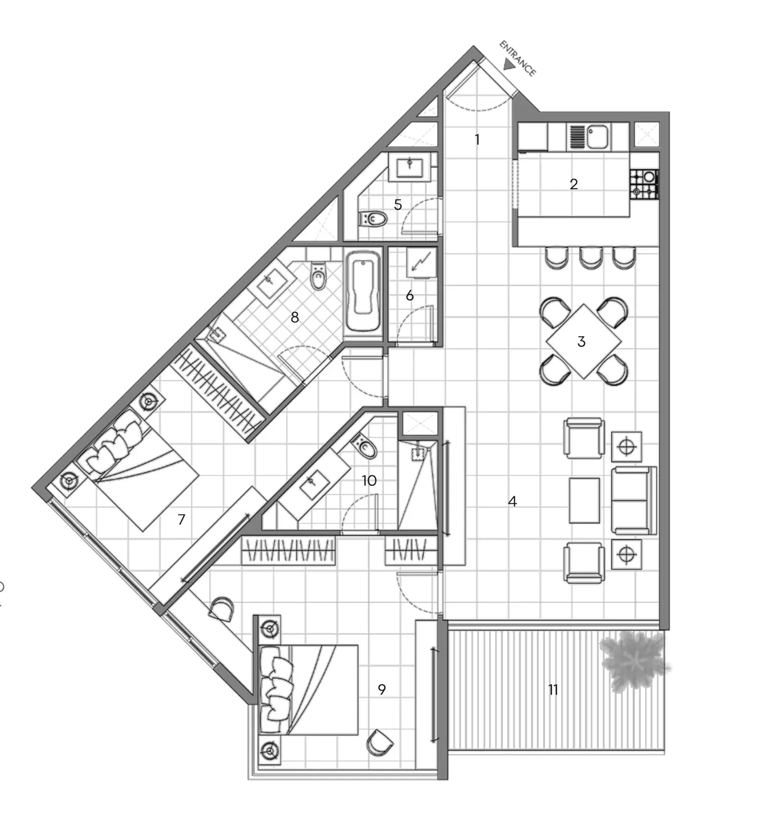 Al Hamra Waterfront — 2BR floor plan