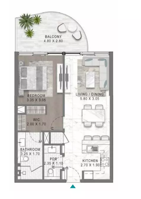 Lagoons Views Phase 2 By Damac Tower 11C, 11D, 12C & 12D Type 26, 1 bed