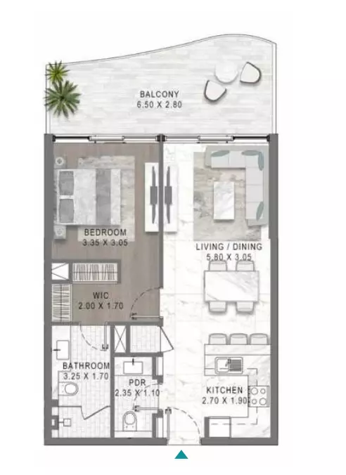Lagoons Views Phase 2 By Damac Tower 11C, 11D, 12C & 12D Type 22, 1 bed