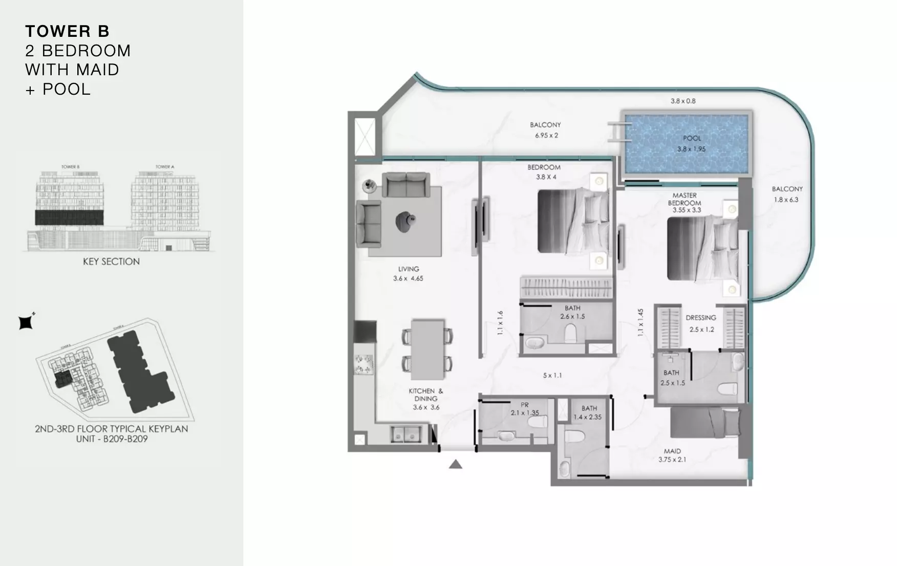 Ocean Bay by Samana Type B209, 2 beds