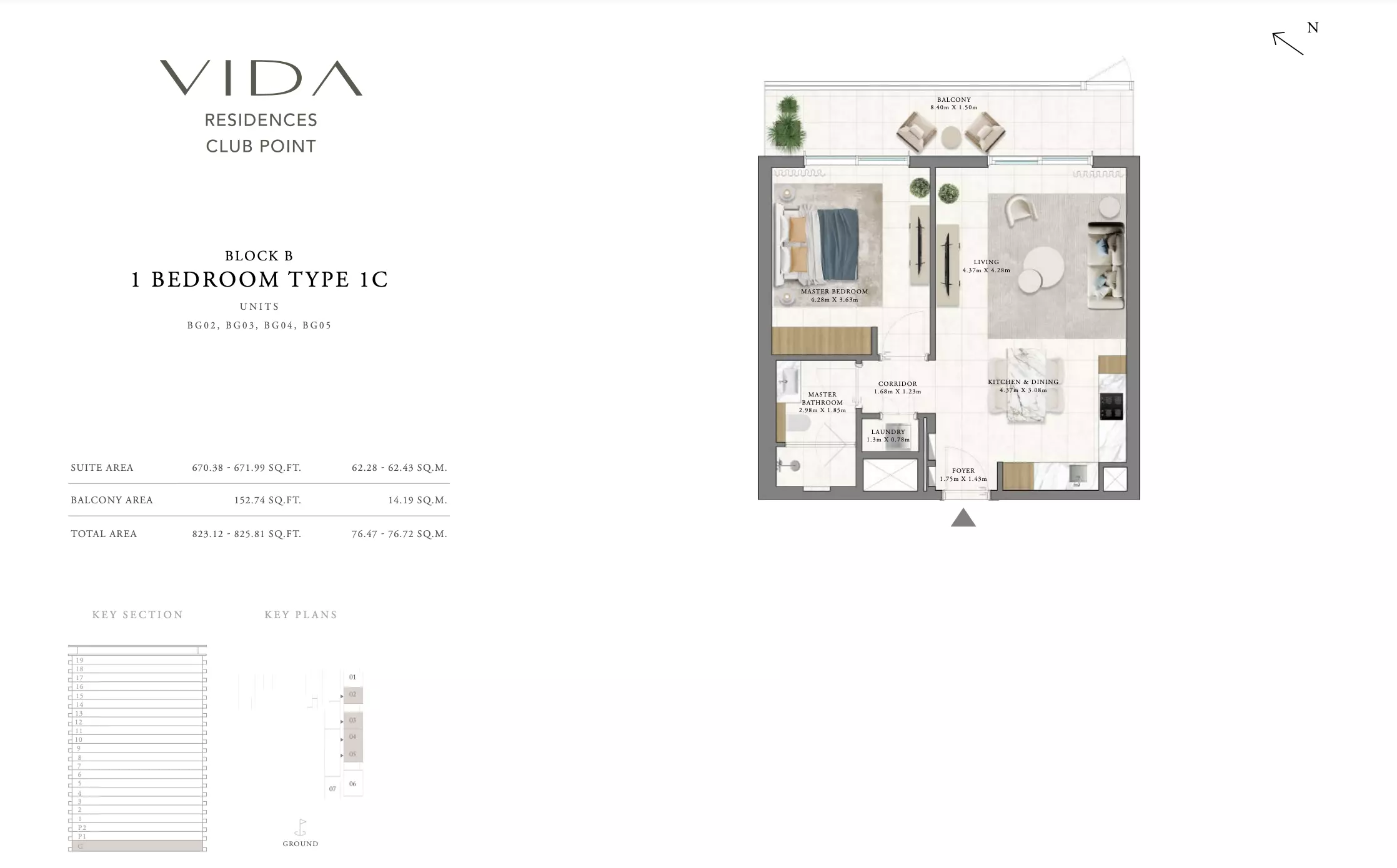 Vida Residences Club Point Type 1 C - Block B, 1 bed