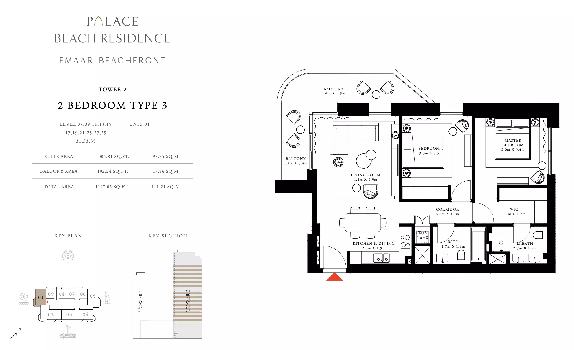 Palace Beach Residence Type 3, 2 beds