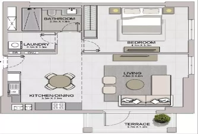 La Sirene Phase1 By Meraas — 1BR floor plan