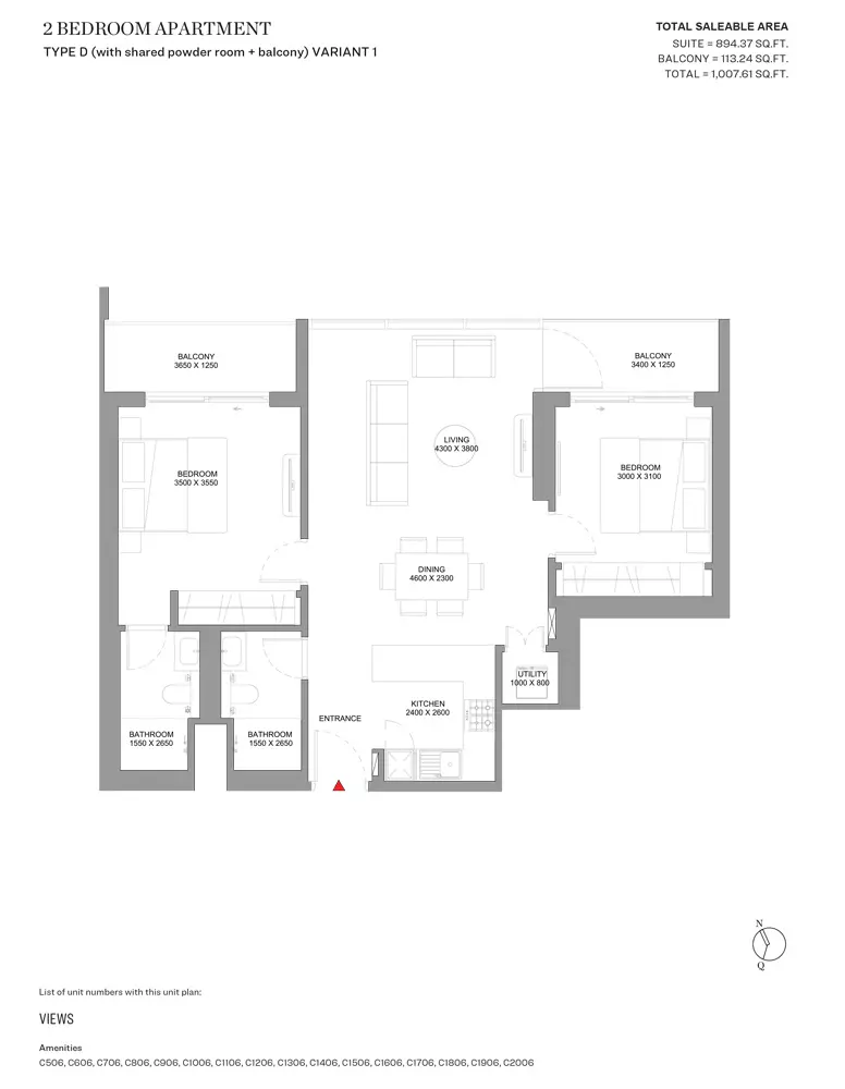 Sobha Orbis Type D-Tower C, 2 beds