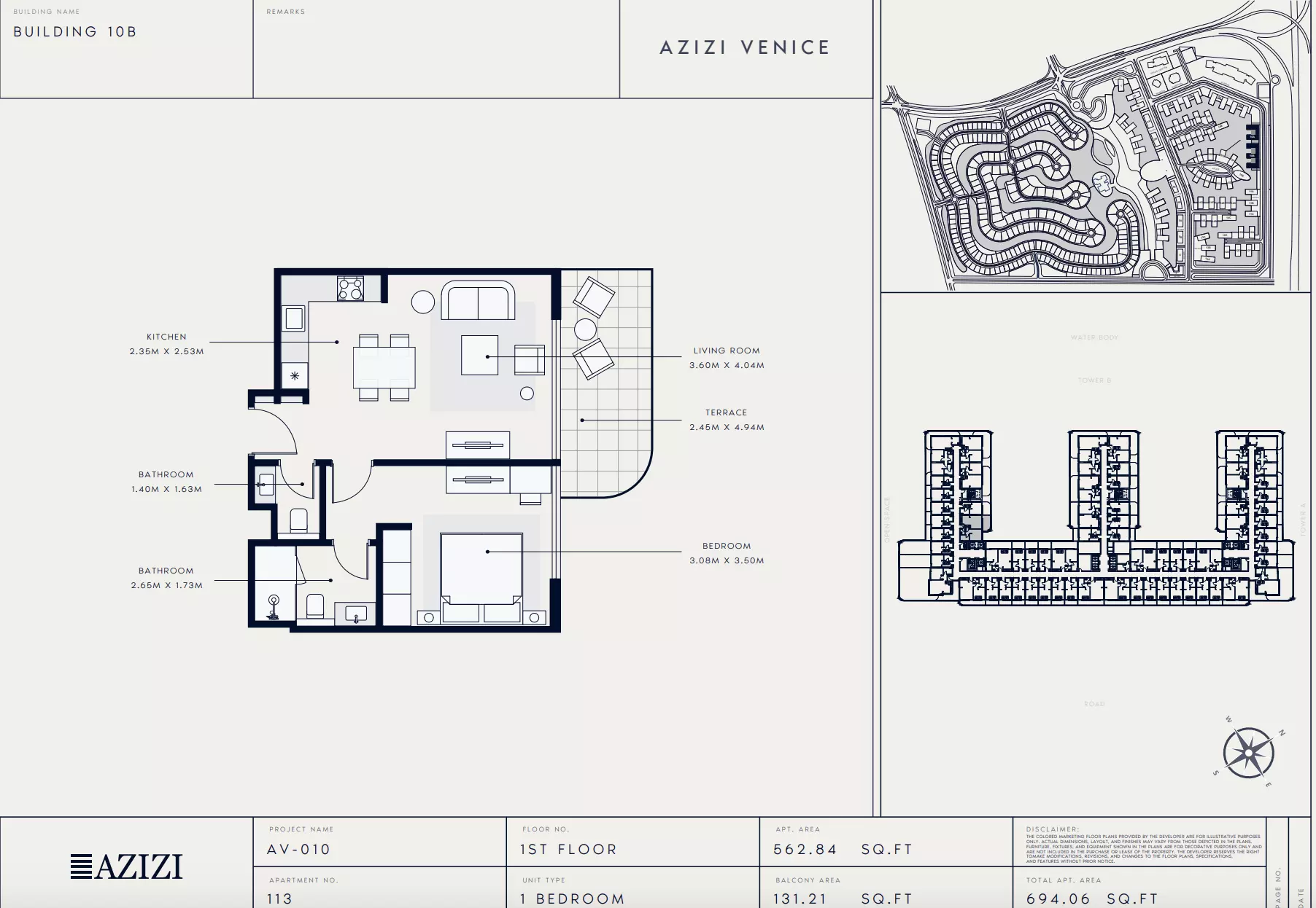 Azizi Venice 10 Type 114-Building B, 1 bed