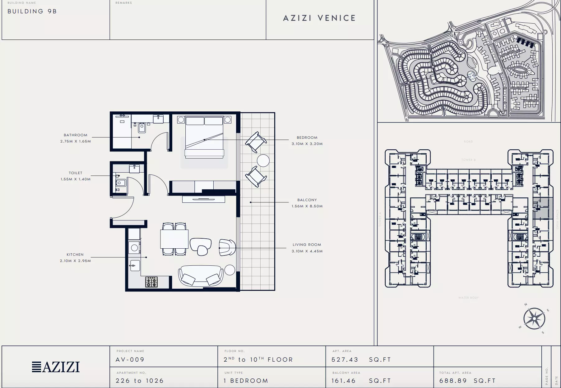 Azizi Venice 9 Type 226-Building B, 1 bed