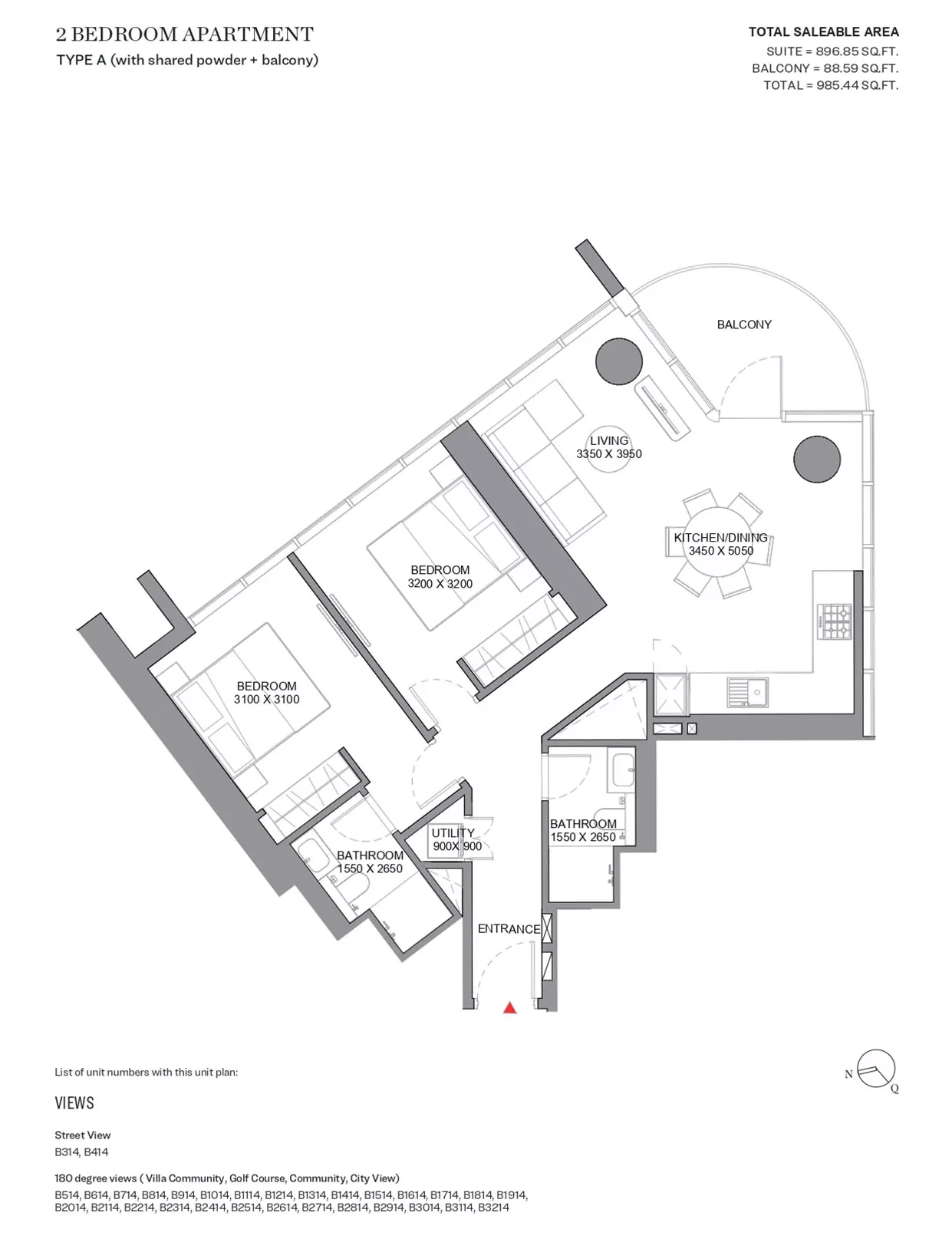 Sobha Orbis Type A-Tower B, 2 beds