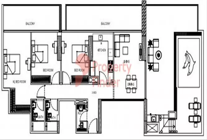 Binghatti Amber — 3BR floor plan