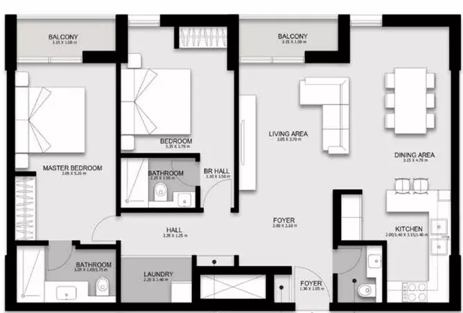 Darb By Alef Group — 2BR floor plan