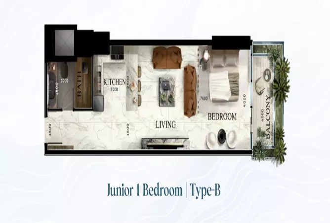 Radiant Elite Tower — 1BR floor plan