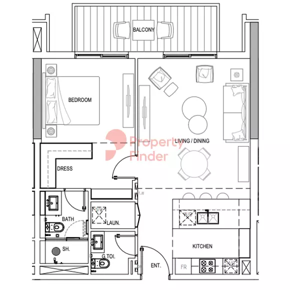 Kensington Waters Tower B Type D, 1 bed