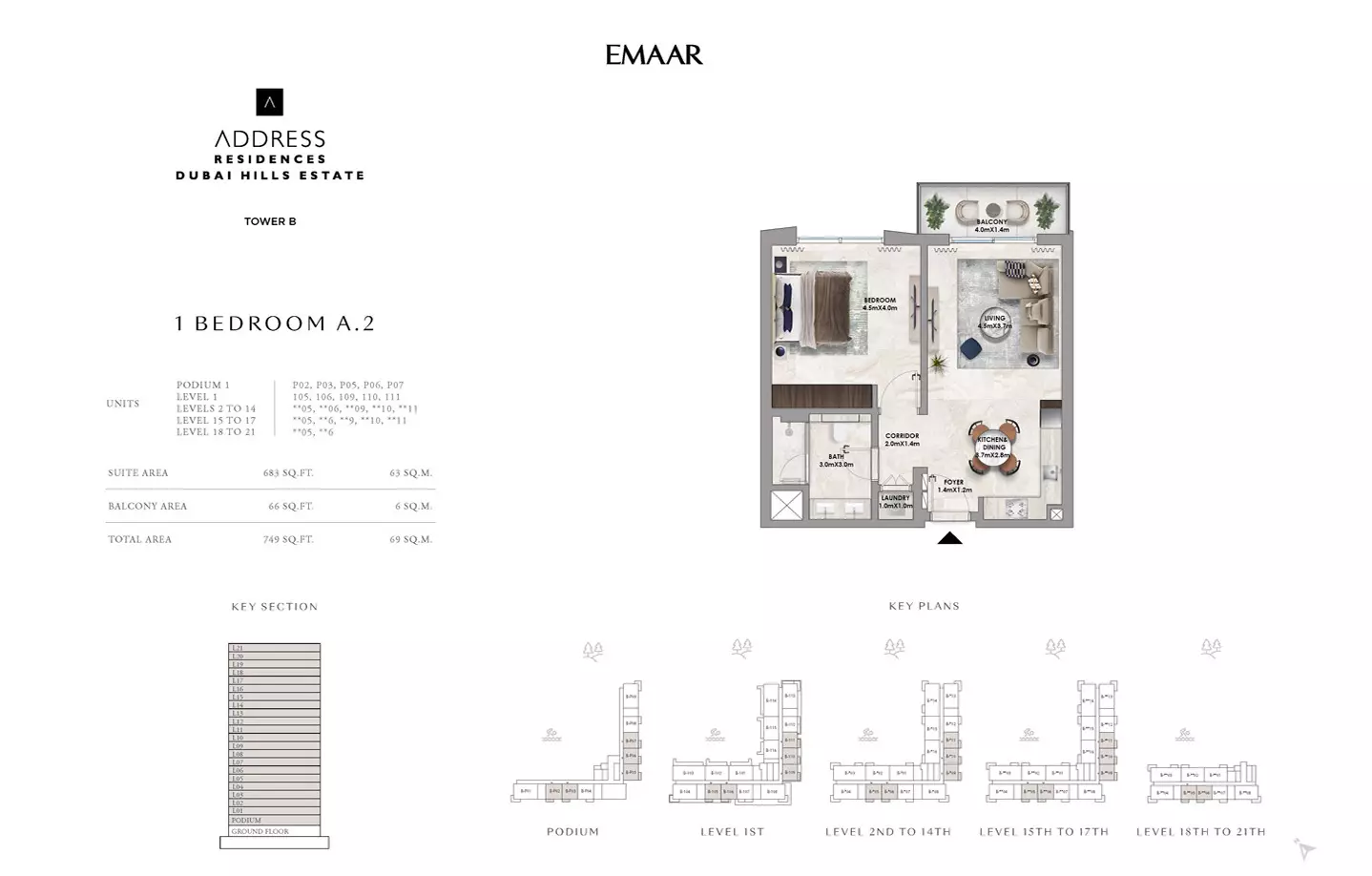 Address Residences at Dubai Hills Estate Type A2-Tower B, 1 bed