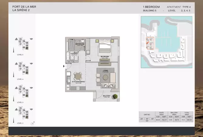 La Sirene Phase 2 By Meraas — 1BR floor plan