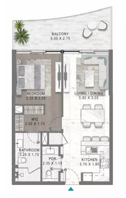 Lagoons Views Phase 2 By Damac Tower 11C, 11D, 12C & 12D Type 18, 1 bed