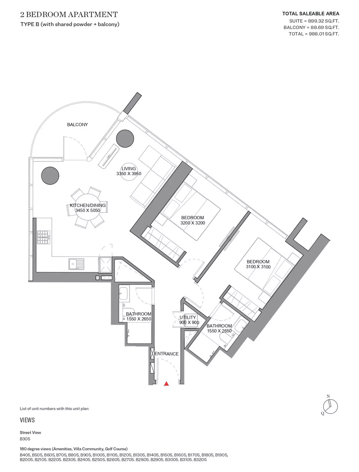 Sobha Orbis Type B-Tower B, 2 beds