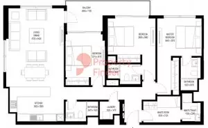 Crest Grande Tower C _ Type A (with maid room + 2 balconies), 3 beds