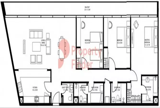 Nesba 1 By Arada — 3BR floor plan