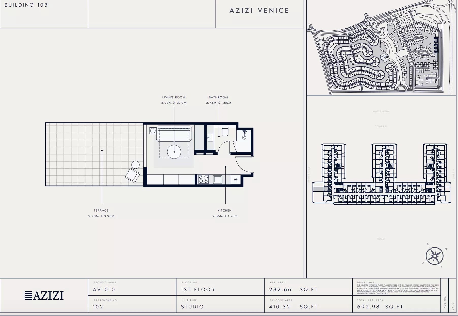 Azizi Venice 10 Type 102-Building B, 1 bed