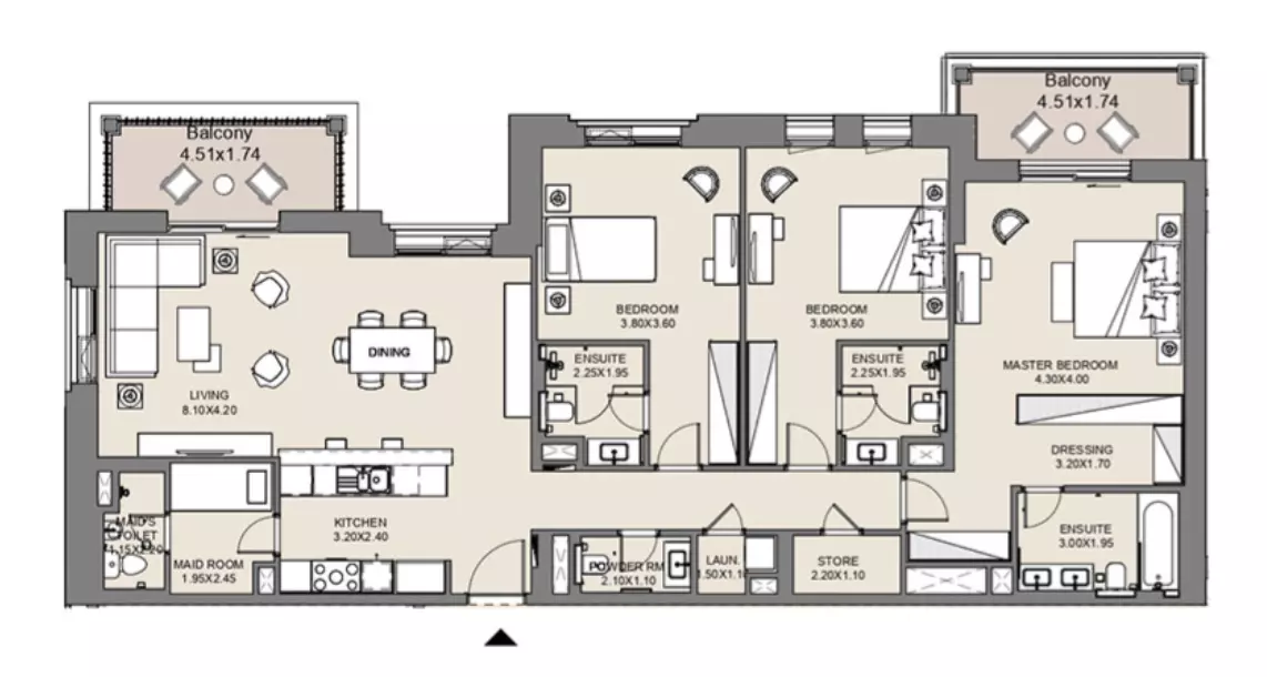 Al Jazi B4-Type A1, Level 4, 3 beds