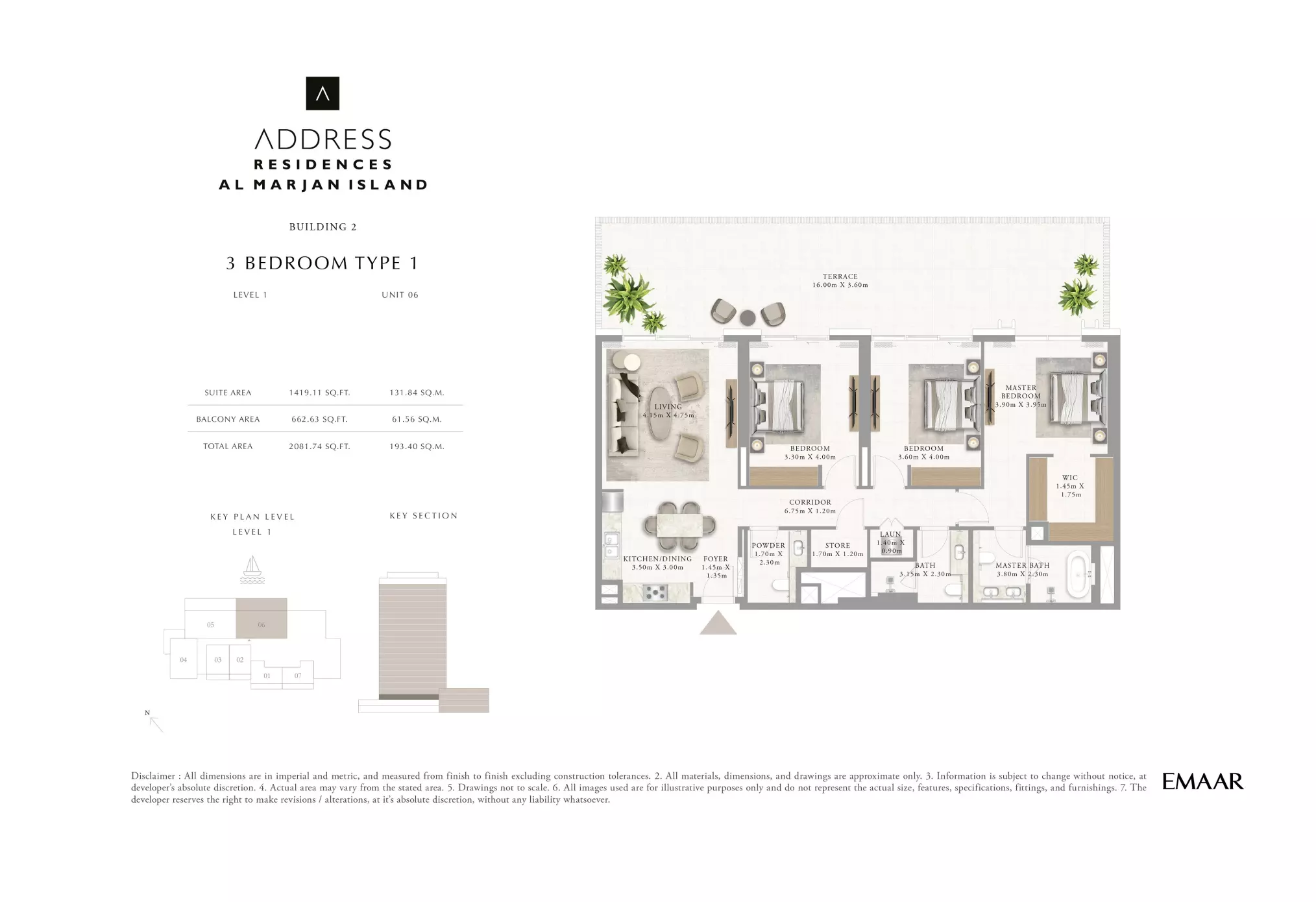 Address Residences Al Marjan Island Type Building 2-1-106, 3 beds