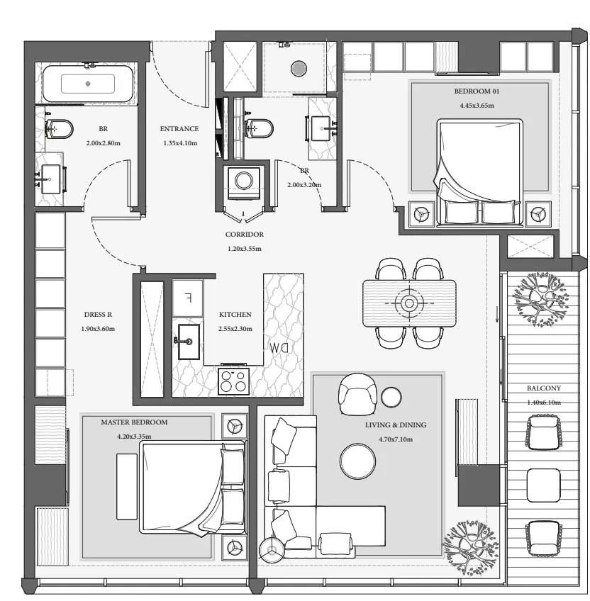 Verve City Walk Tower B-Type 7, 2 beds