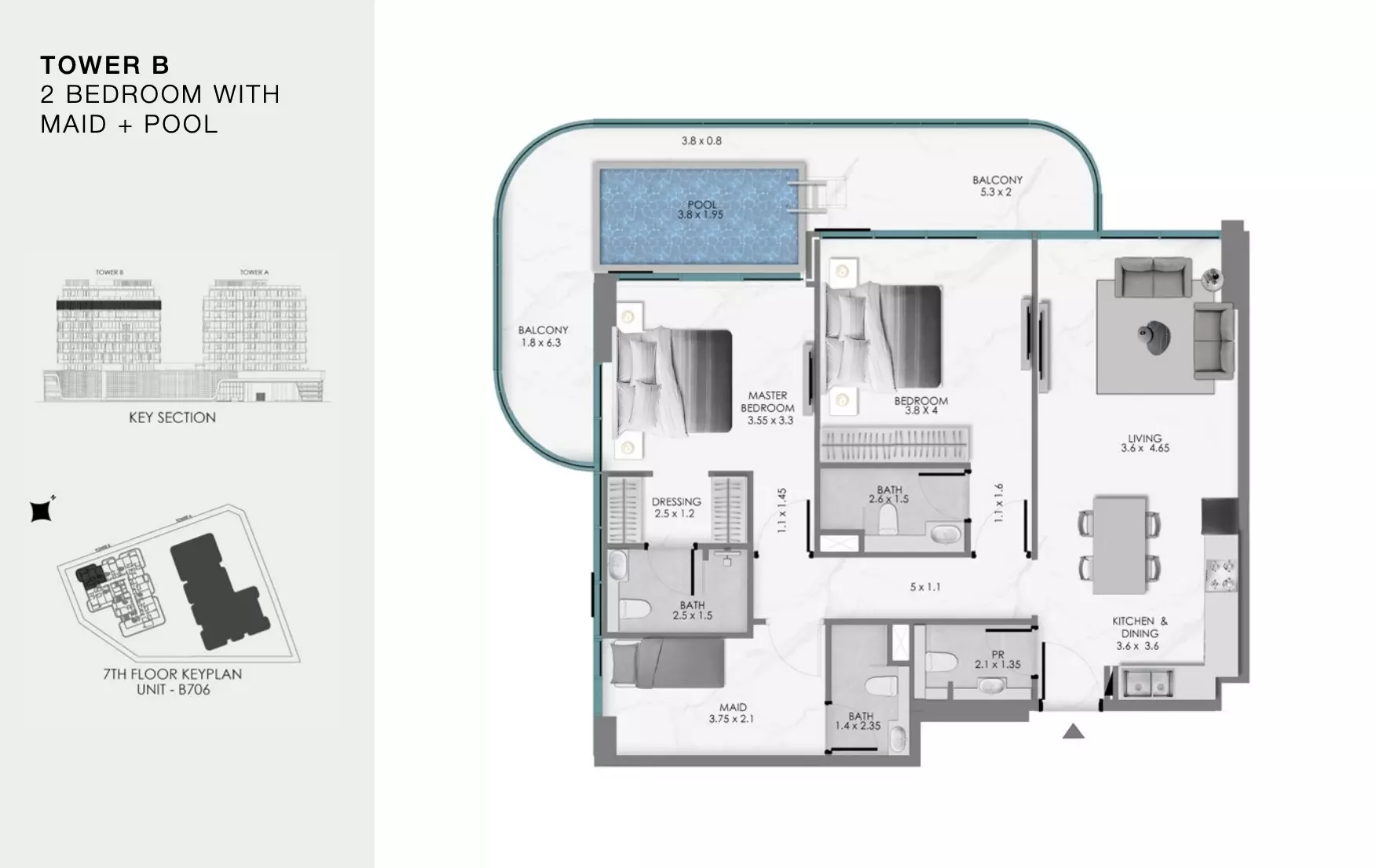 Ocean Bay by Samana Type B706, 2 beds