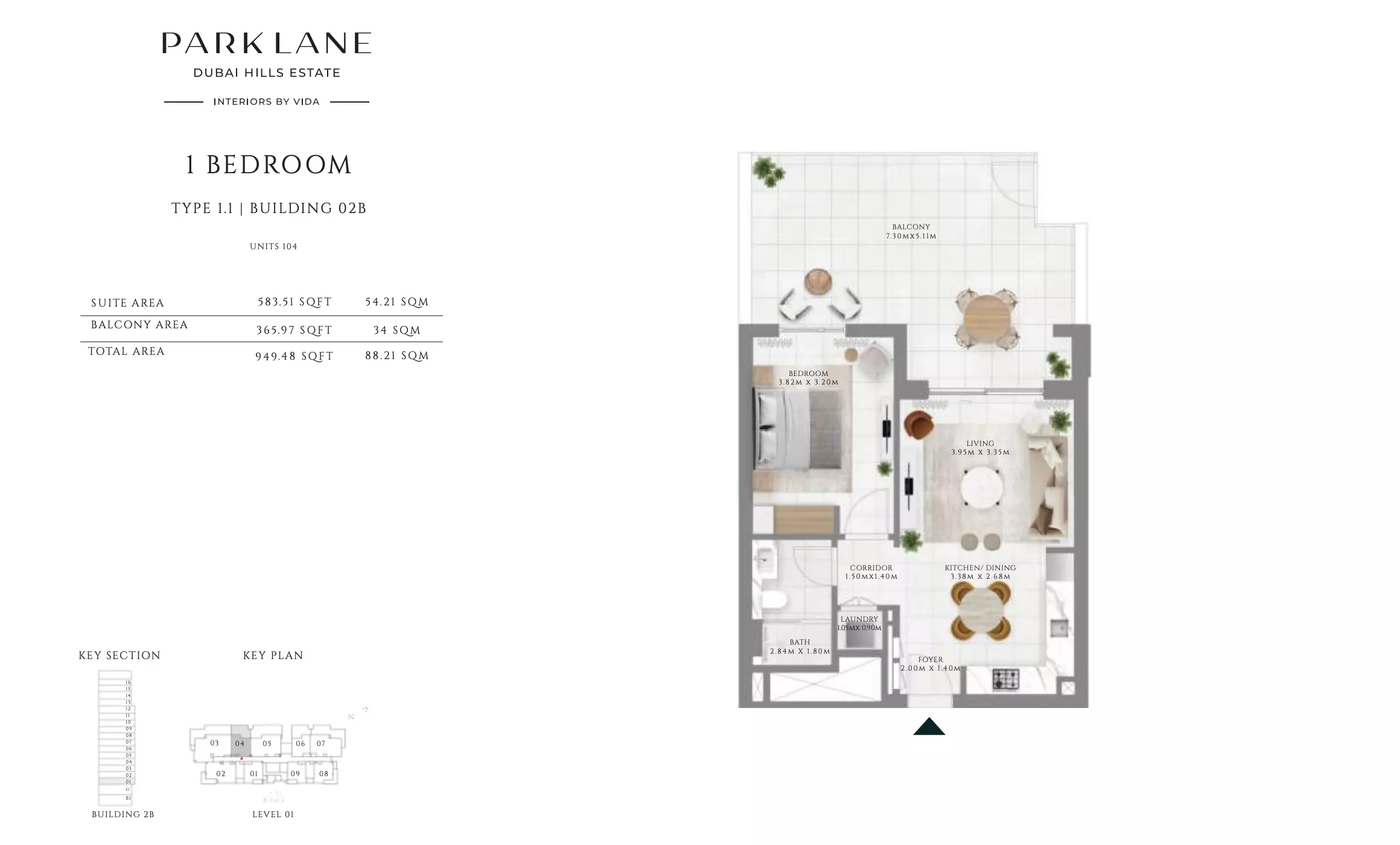 Park Lane Residences by Emaar Type 1.1 - Building 02B, 1 bed
