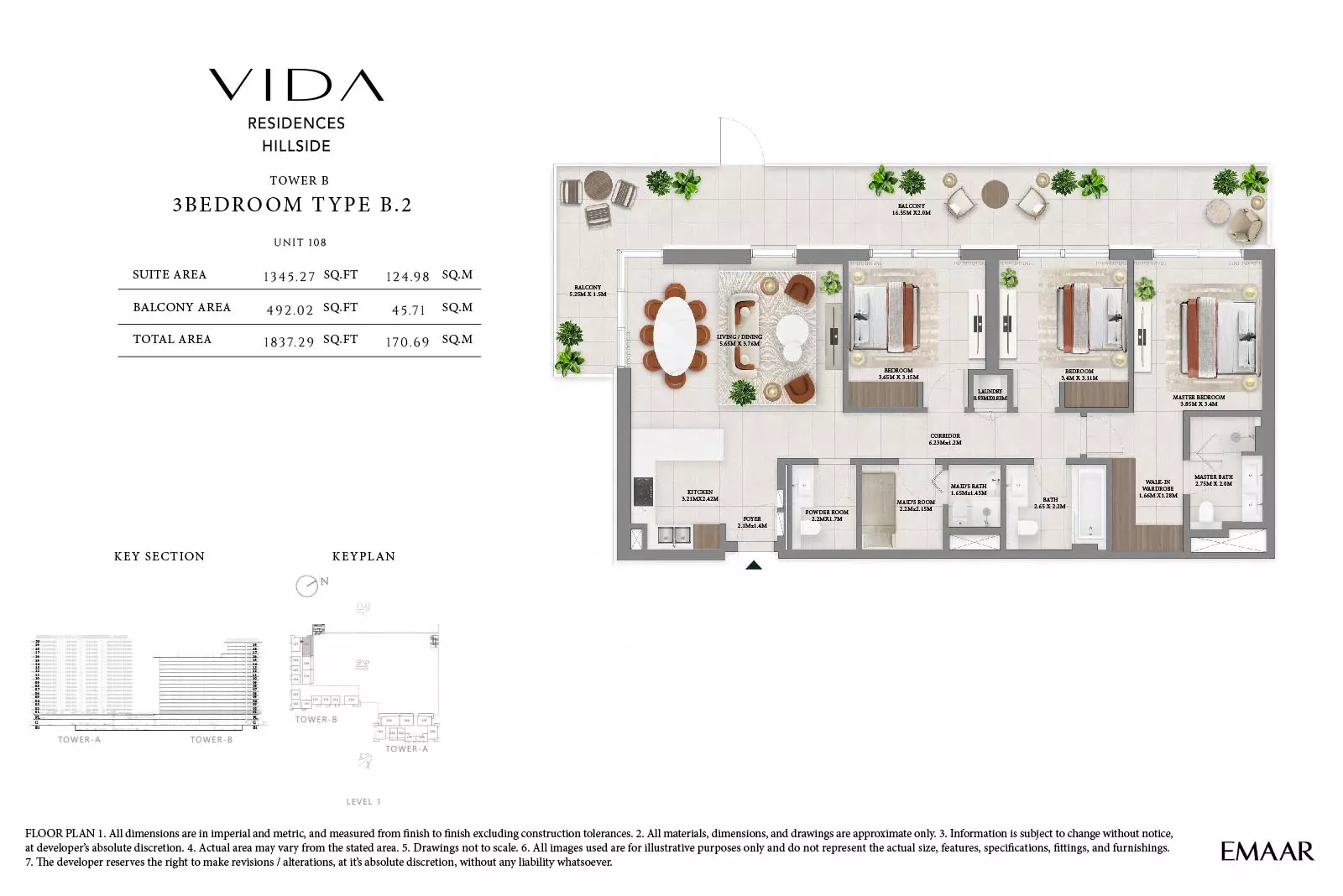 Vida Residences Hillside Type B2-Tower B, 3 beds
