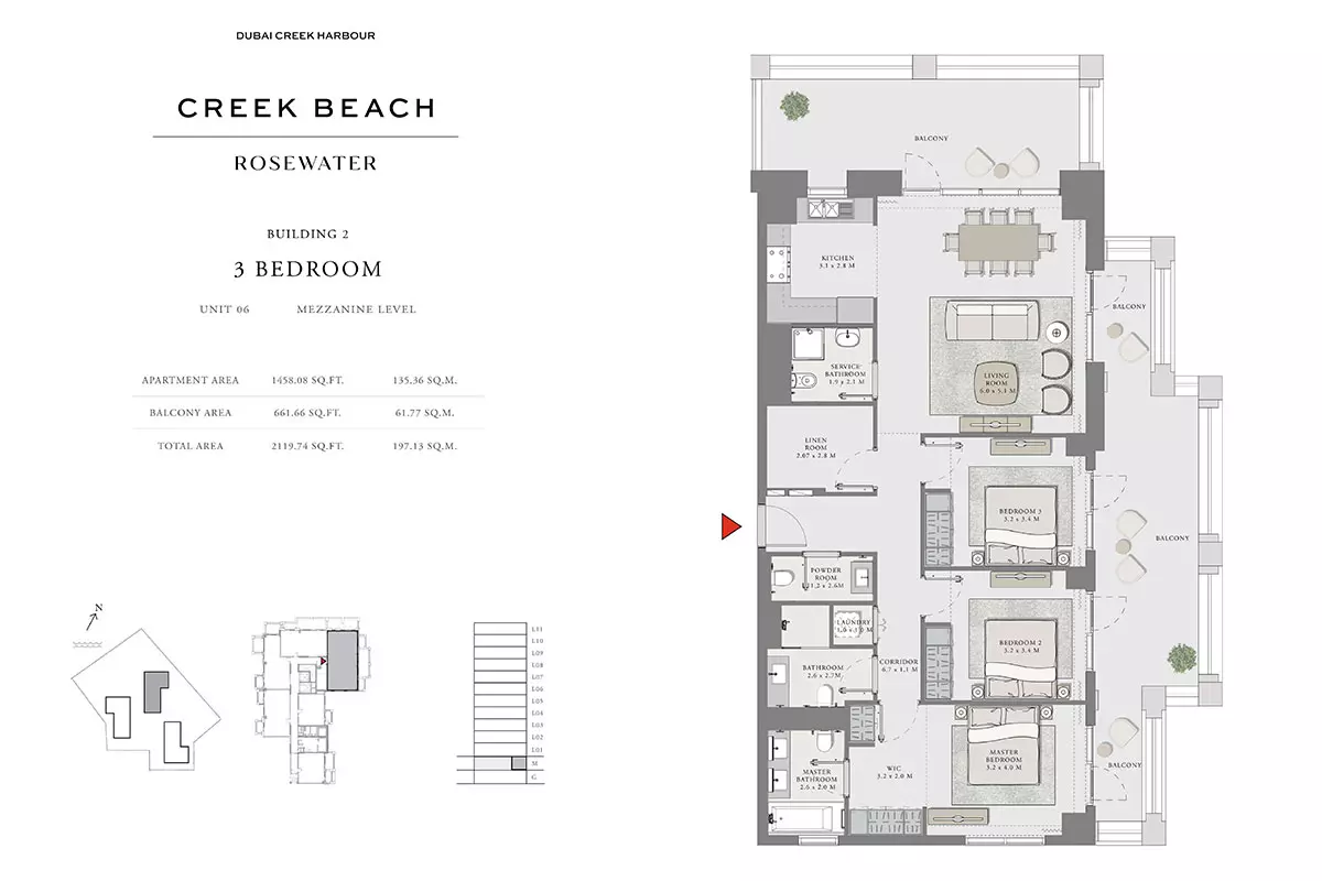 Creek Beach Rosewater B2-Type D, 3 beds