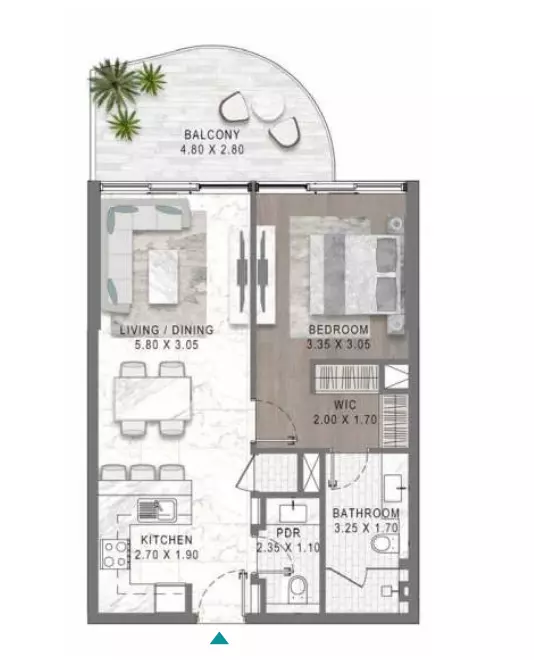 Lagoons Views Phase 2 By Damac Tower 11C, 11D, 12C & 12D Type 15, 1 bed