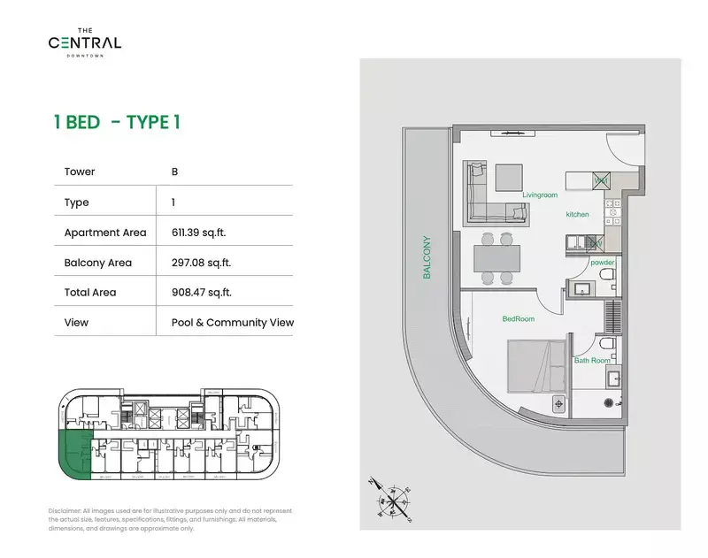 The Central Downtown - Tower B - Type 1 Floor Plan
