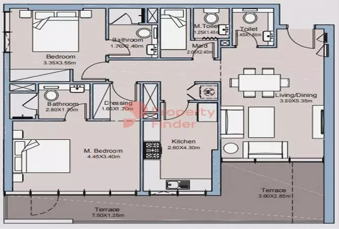 Talia Residences — 2BR floor plan