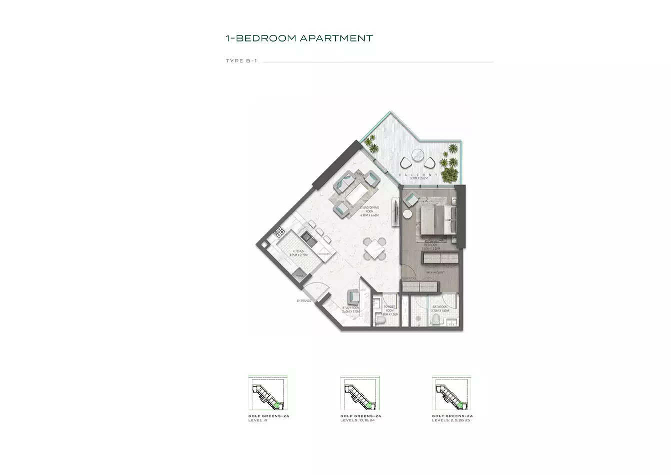 Golf Greens Type 13, 1 bed
