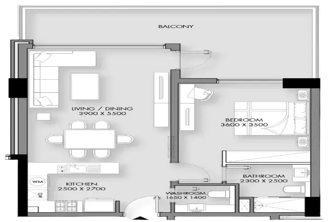 Cavara 42 — 1BR floor plan
